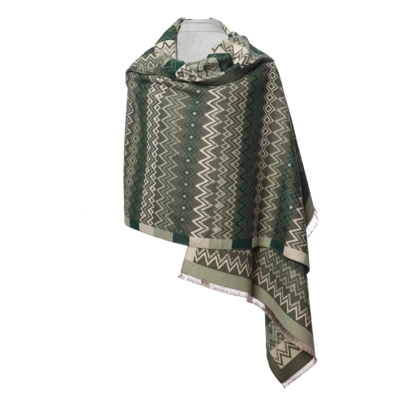 1041708- Reversible Wrap Scarf Aztec Green - Zelly