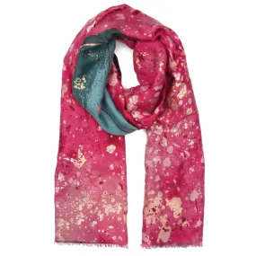 1045109 - Lightweight Metallic Abstract Scarf Hot Pink  - Zelly