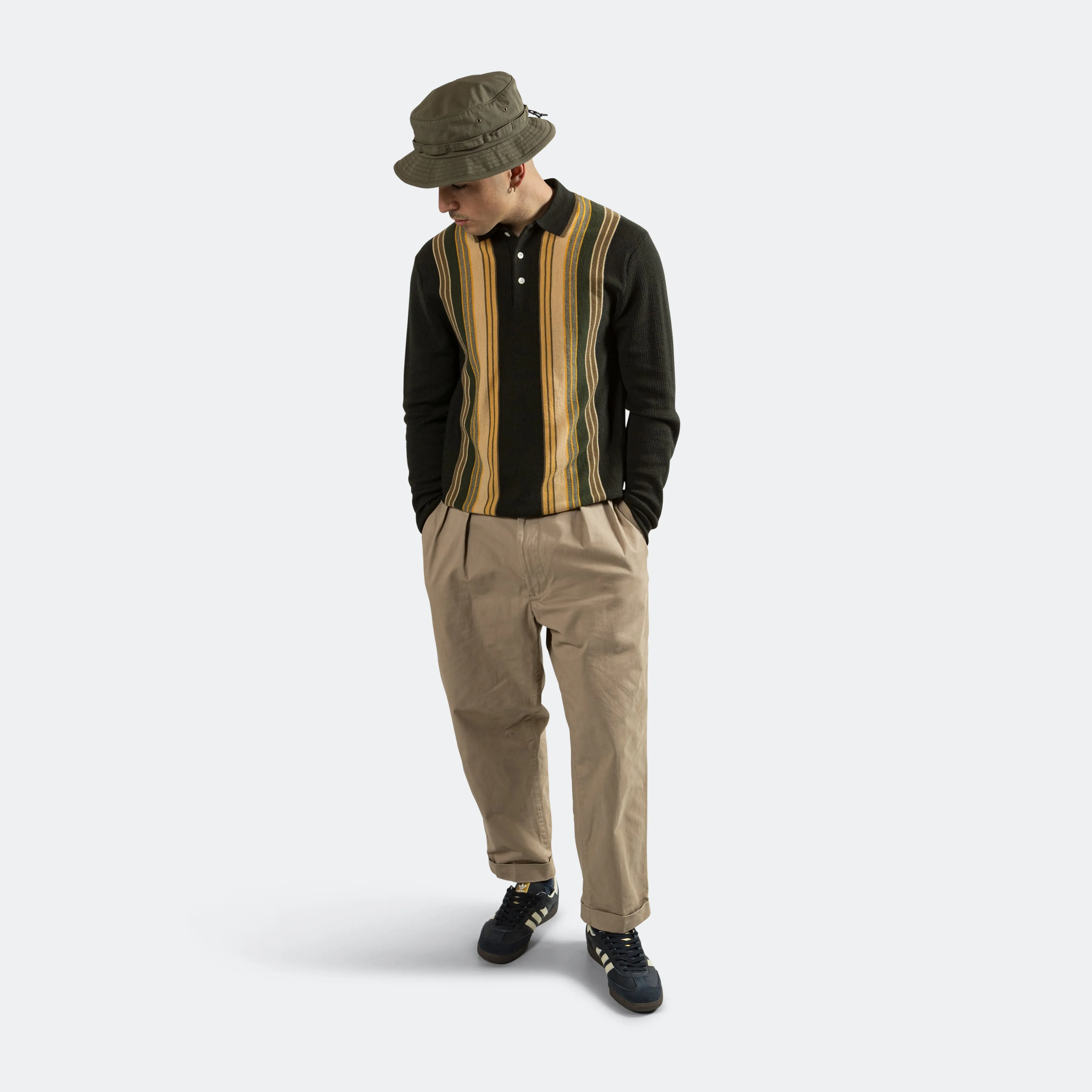 2 Pleats Trousers Twill - Khaki