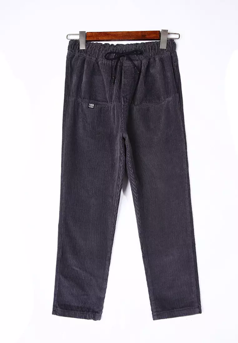 A-IN GIRLS Elastic Waist Loose Corduroy Pants