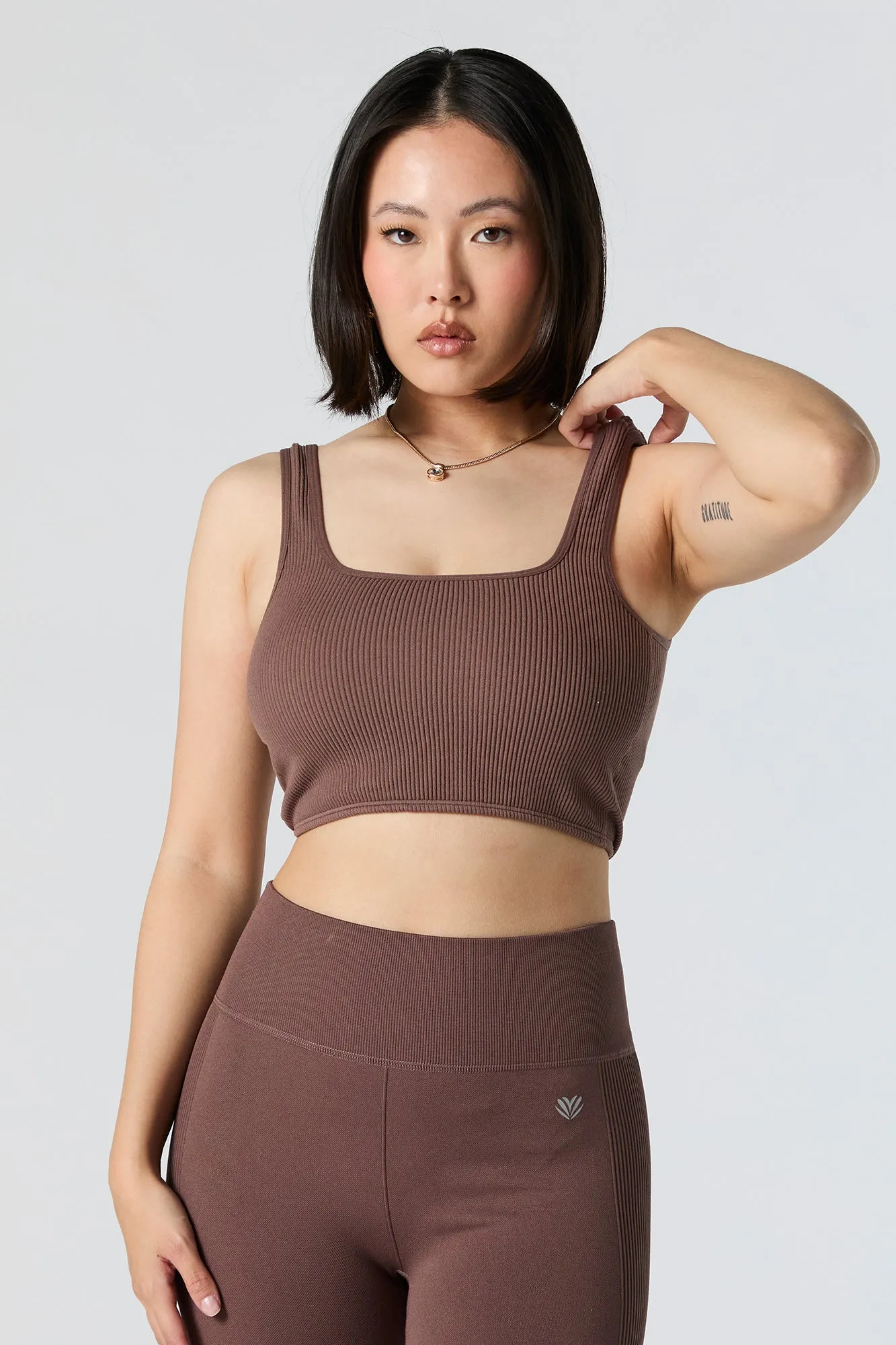 Active Seamless Ribbed Square Neck Tank