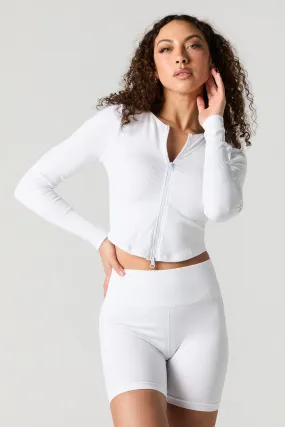 Active Seamless Zip Up Cropped Long Sleeve Top