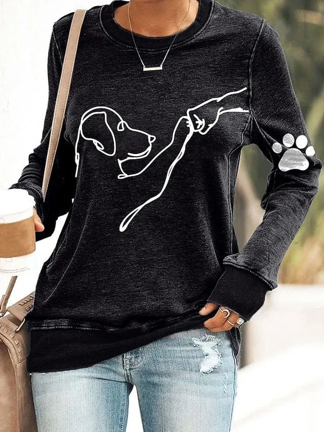 Active Sportswear Dog Print Women's Sweatshirt