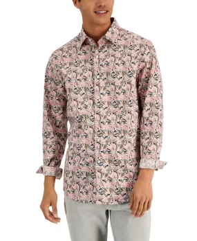 Alfani Men's Floral Print Shirt Pink Size Small