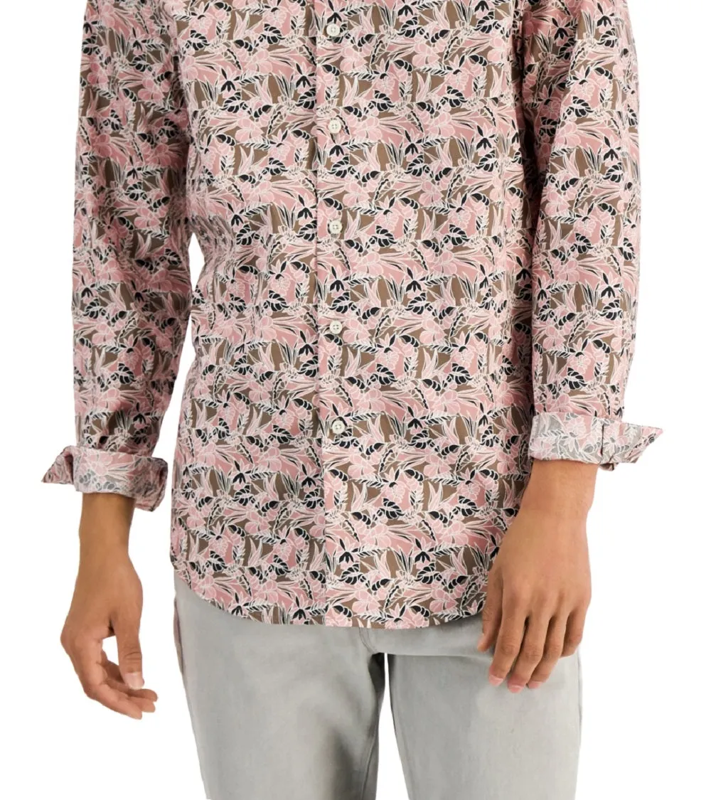 Alfani Men's Floral Print Shirt Pink Size Small