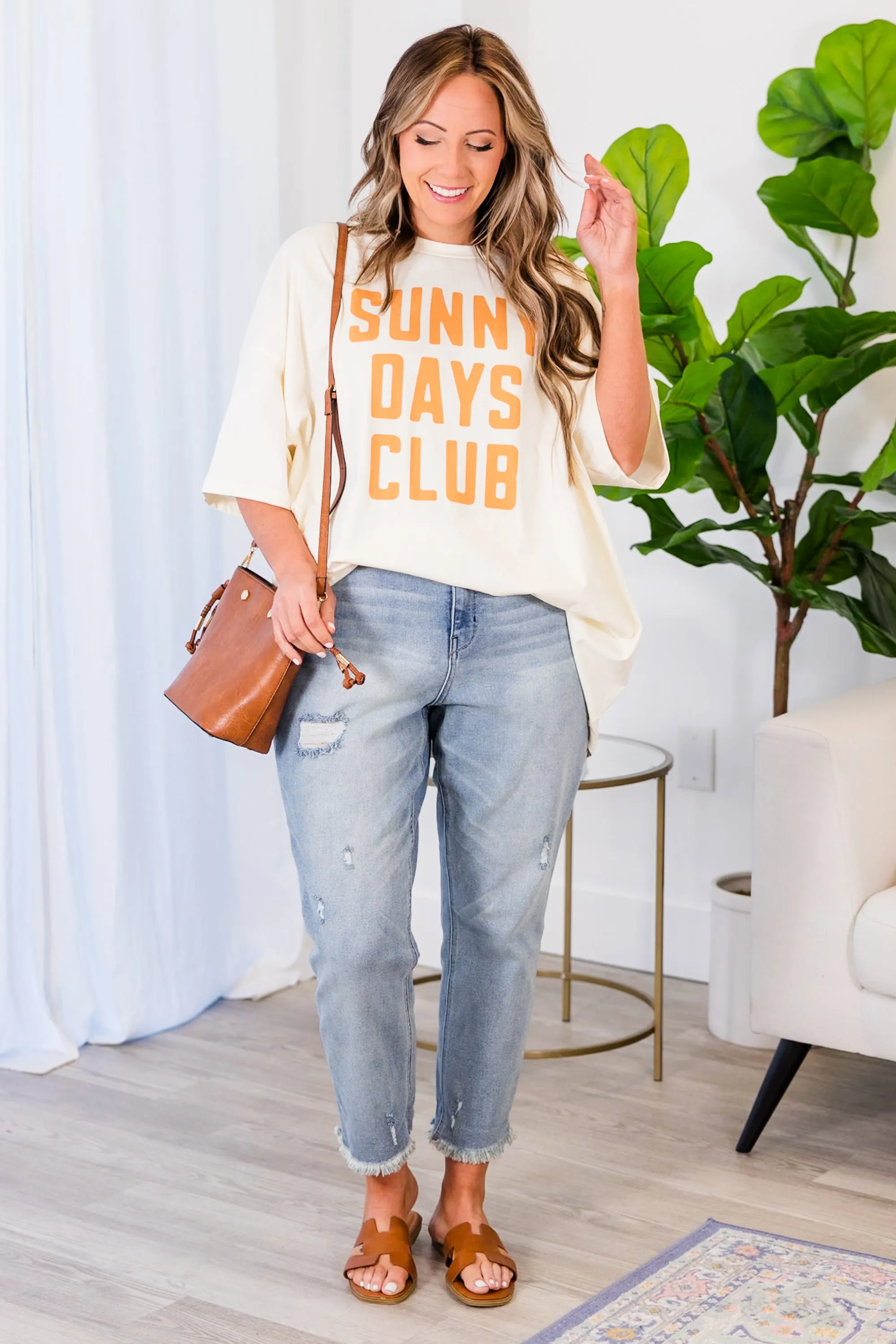 Always Blooming Boyfriend Tee, Ivory