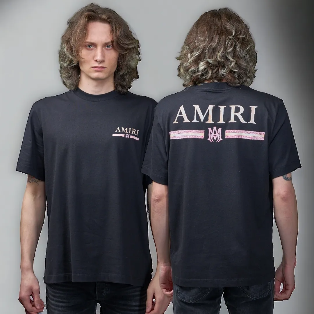 AMIRI  |Crew Neck Pullovers Street Style Cotton Short Sleeves Logo