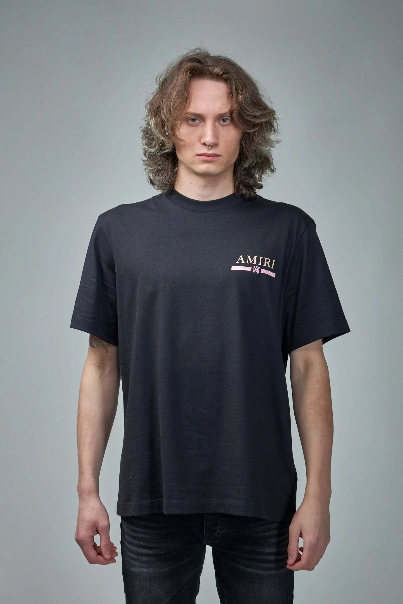 AMIRI  |Crew Neck Pullovers Street Style Cotton Short Sleeves Logo