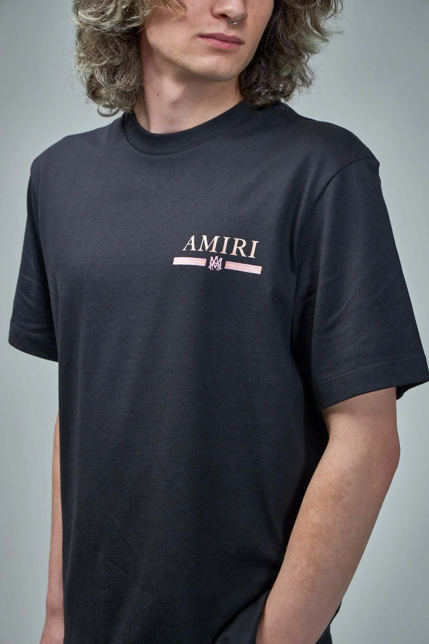 AMIRI  |Crew Neck Pullovers Street Style Cotton Short Sleeves Logo