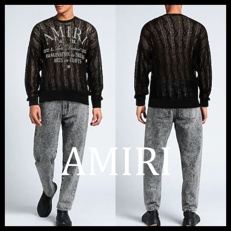 AMIRI  |Crew Neck Pullovers Unisex Wool Street Style Long Sleeves