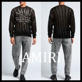 AMIRI  |Crew Neck Pullovers Unisex Wool Street Style Long Sleeves