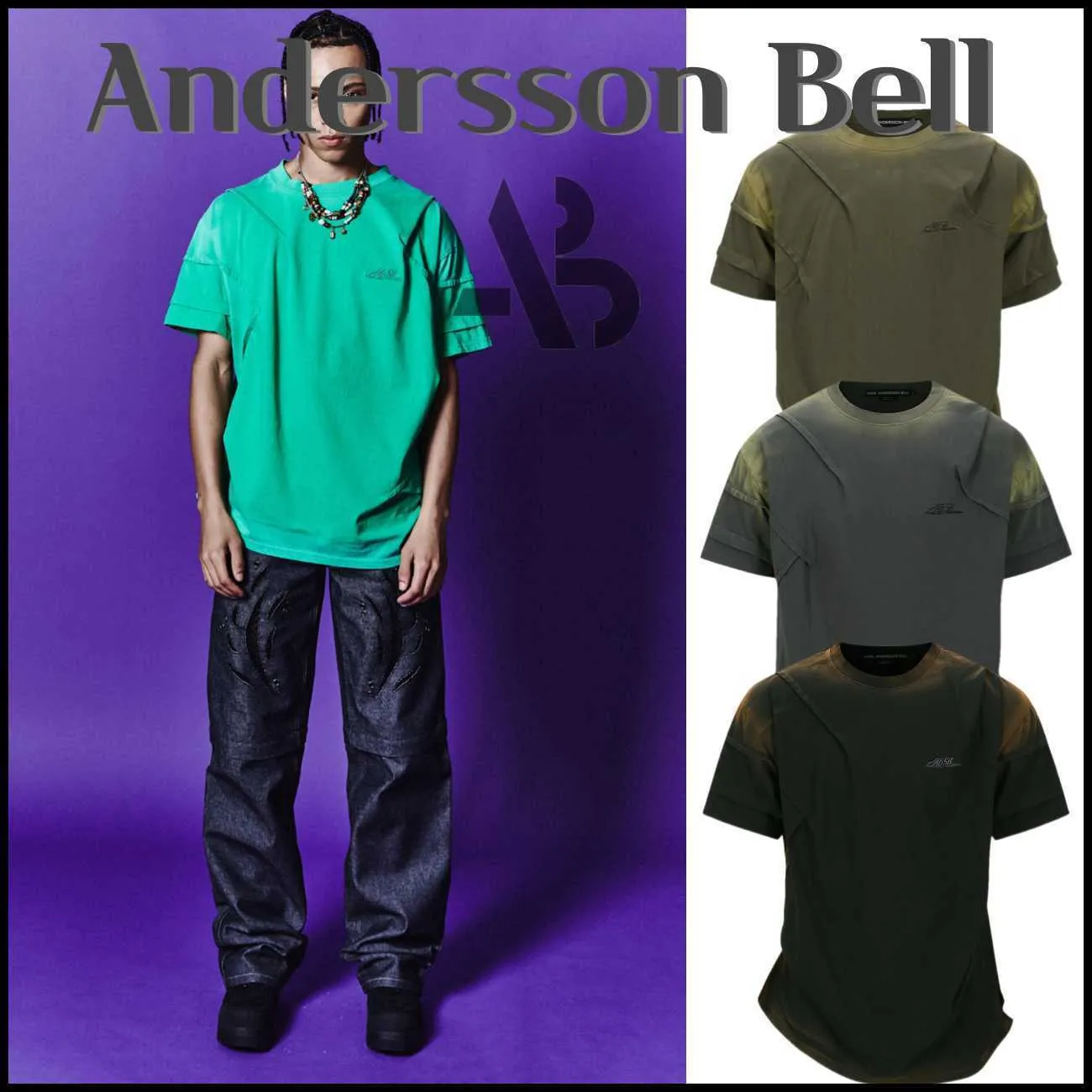 ANDERSSON BELL  |Crew Neck Pullovers Street Style Cotton Short Sleeves