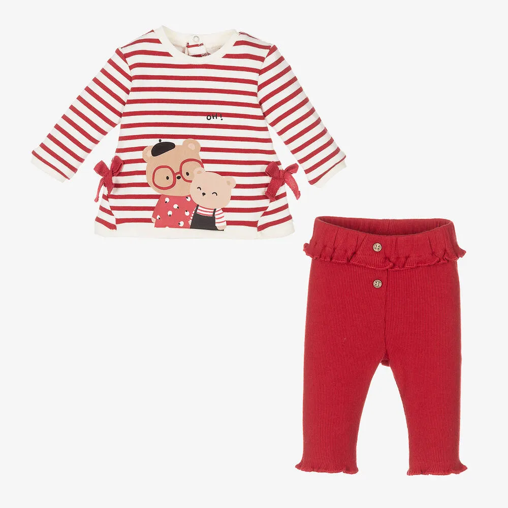 Baby Girls Red Leggings Set