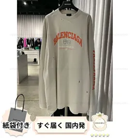 BALENCIAGA  |Crew Neck Unisex Long Sleeves Cotton Oversized