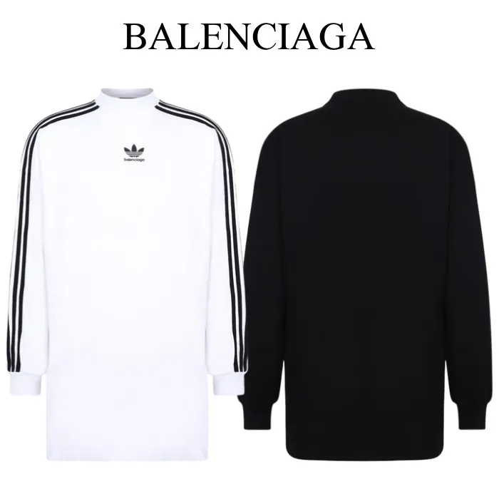 BALENCIAGA  |Street Style Collaboration Long Sleeves Plain Cotton