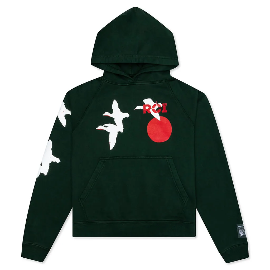 Birds Hooded Sweatshirt - Forest Green