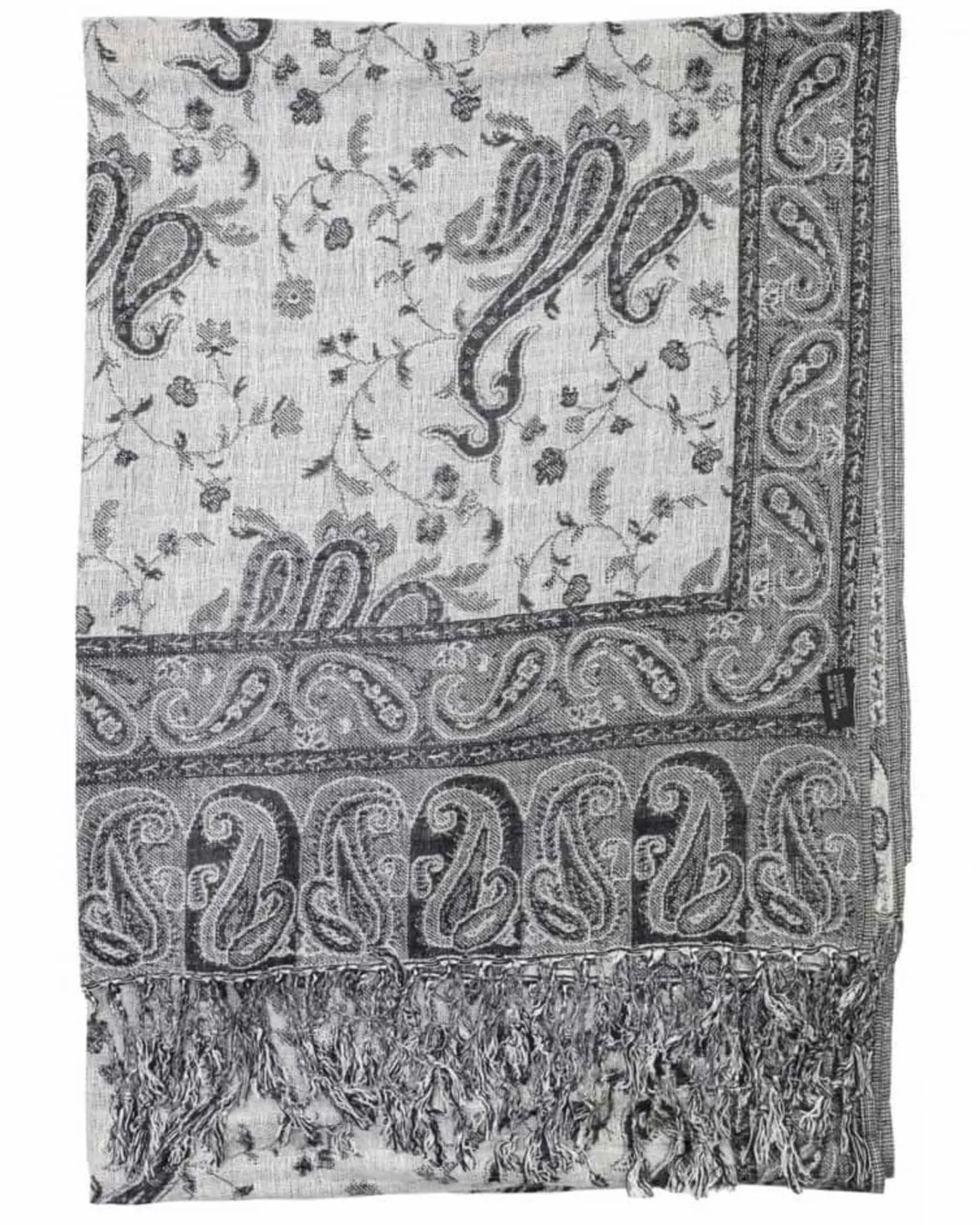 Black & White Reversible Paisley Rave Pashmina