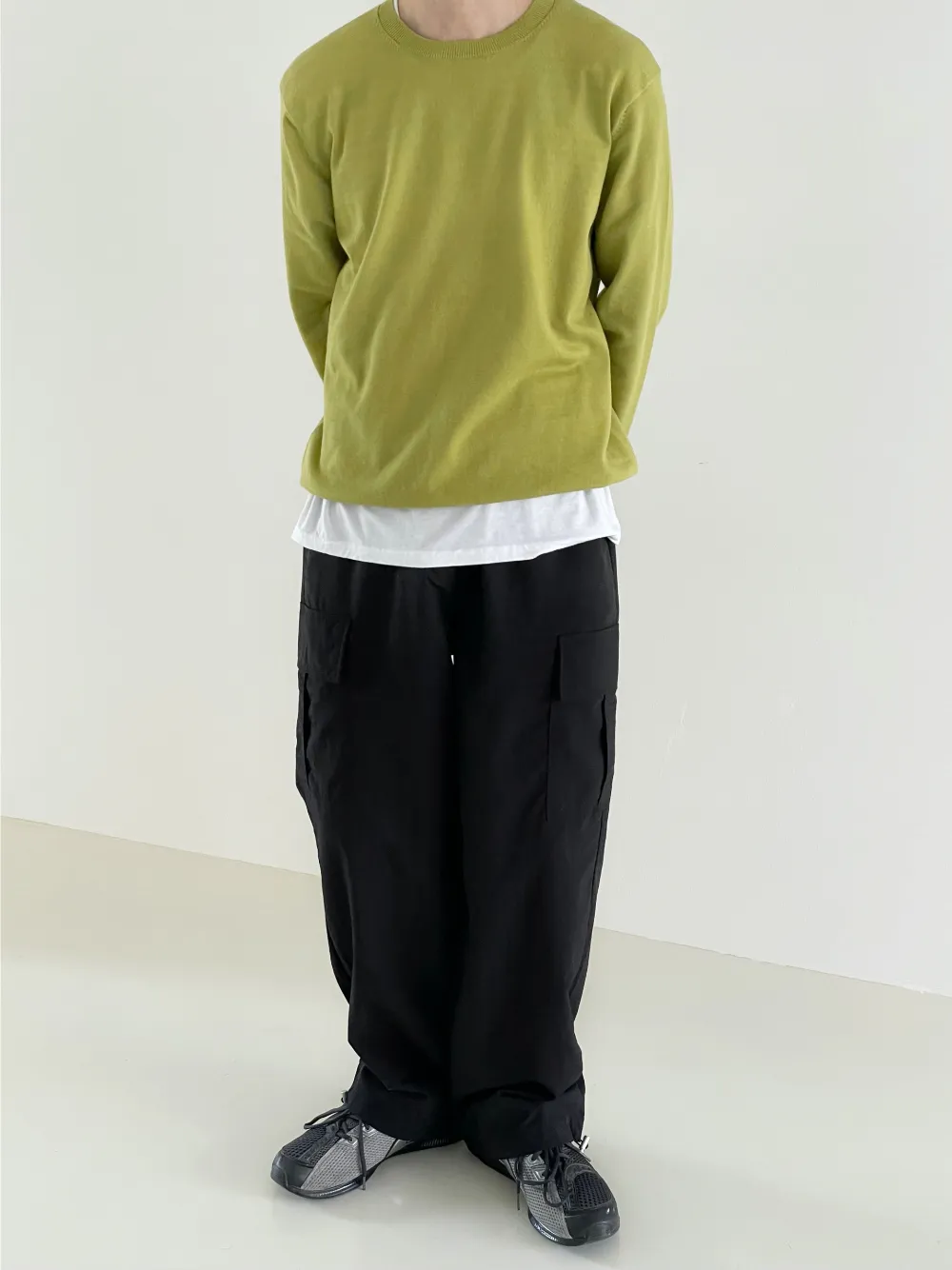 Cent  |Crew Neck Pullovers Nylon Street Style Long Sleeves Plain