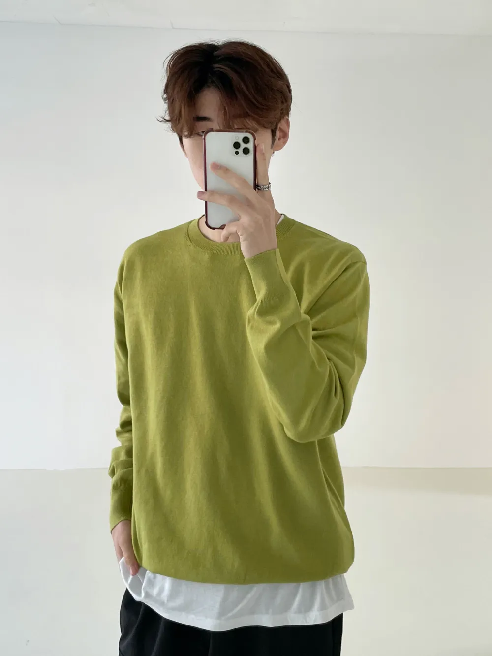 Cent  |Crew Neck Pullovers Nylon Street Style Long Sleeves Plain