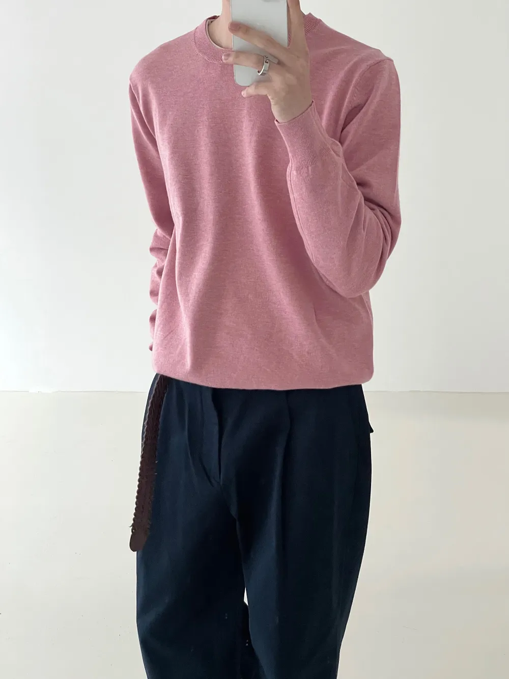 Cent  |Crew Neck Pullovers Nylon Street Style Long Sleeves Plain