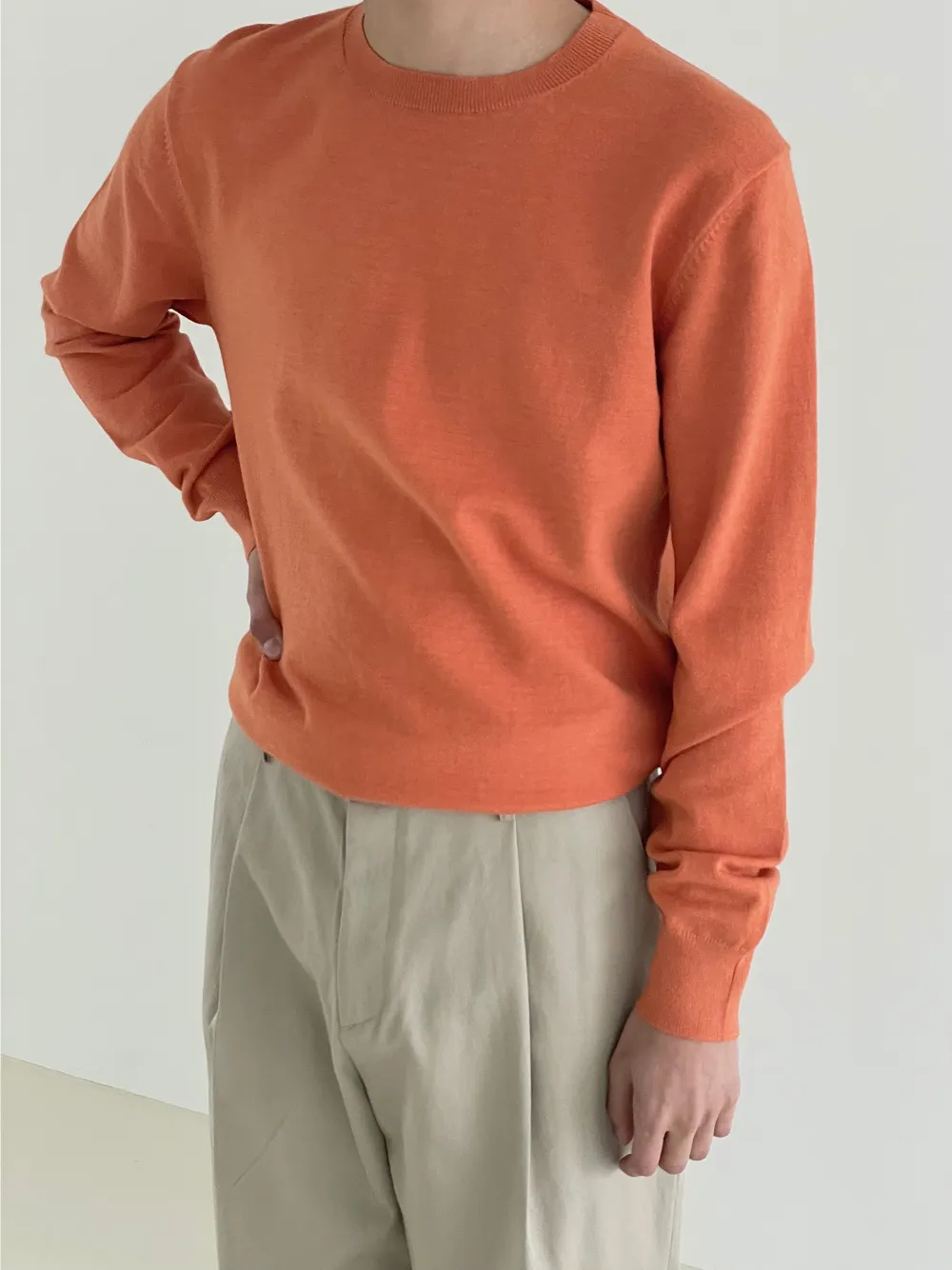 Cent  |Crew Neck Pullovers Nylon Street Style Long Sleeves Plain