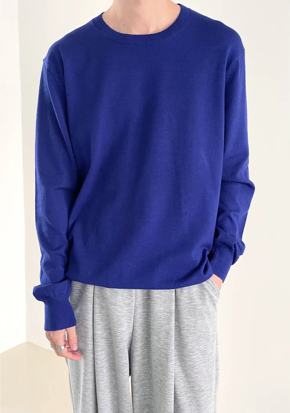 Cent  |Crew Neck Pullovers Nylon Street Style Long Sleeves Plain