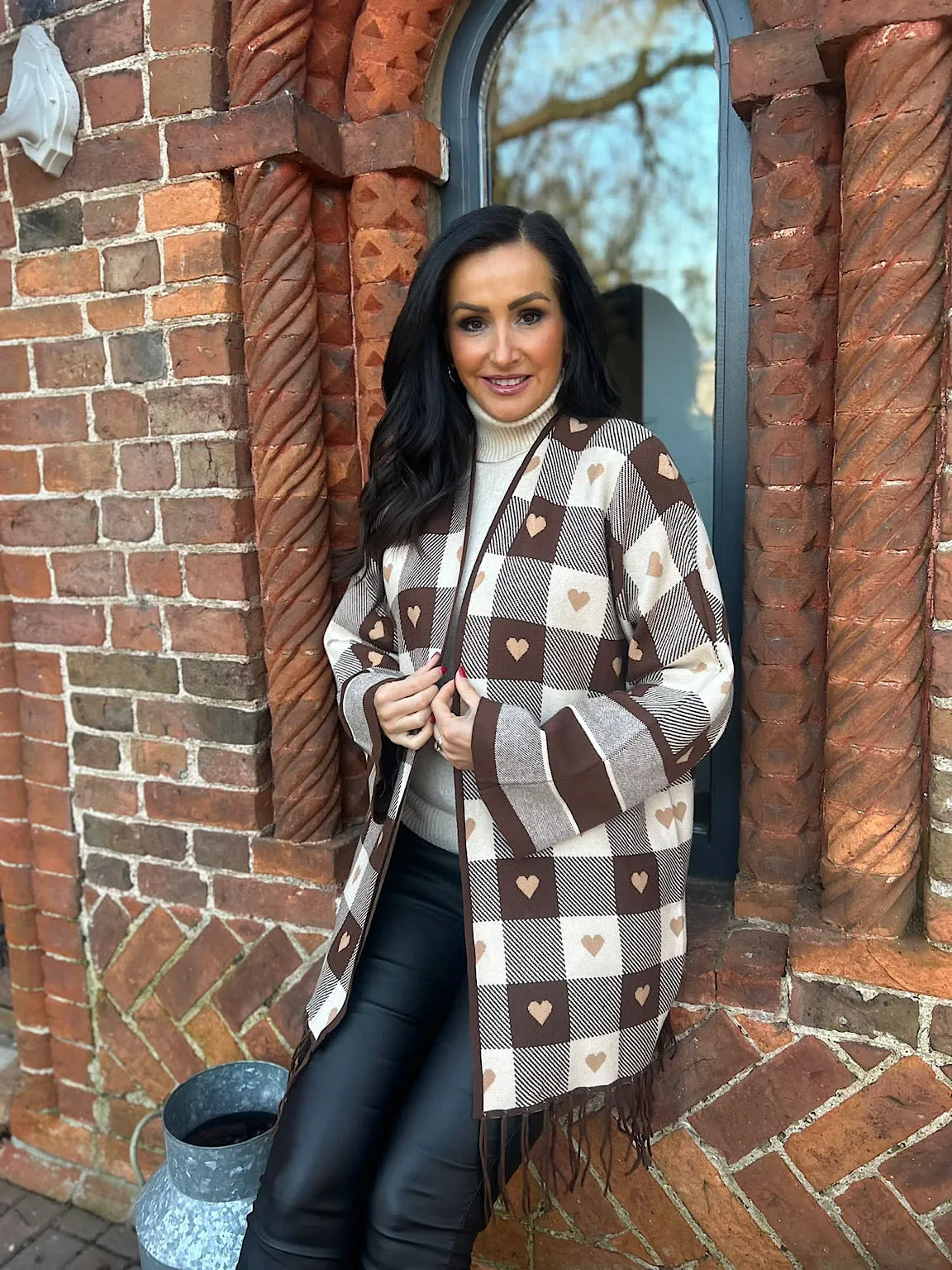 Chocolate Heart Checked Cardigan Danni