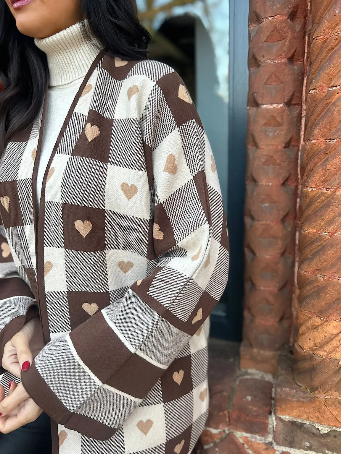 Chocolate Heart Checked Cardigan Danni