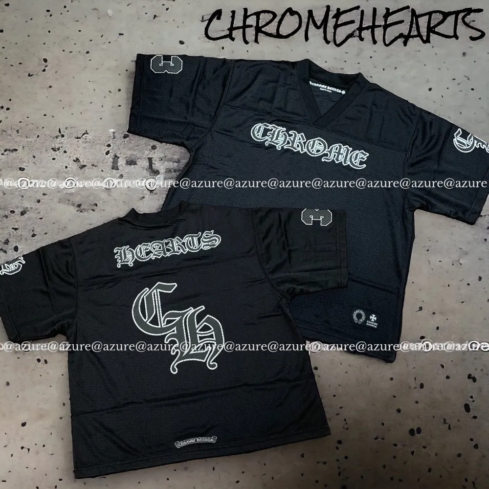 CHROME HEARTS  |Pullovers Unisex Street Style V-Neck Short Sleeves Logo