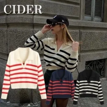 Cider  |Stripes Casual Style Long Sleeves Office Style