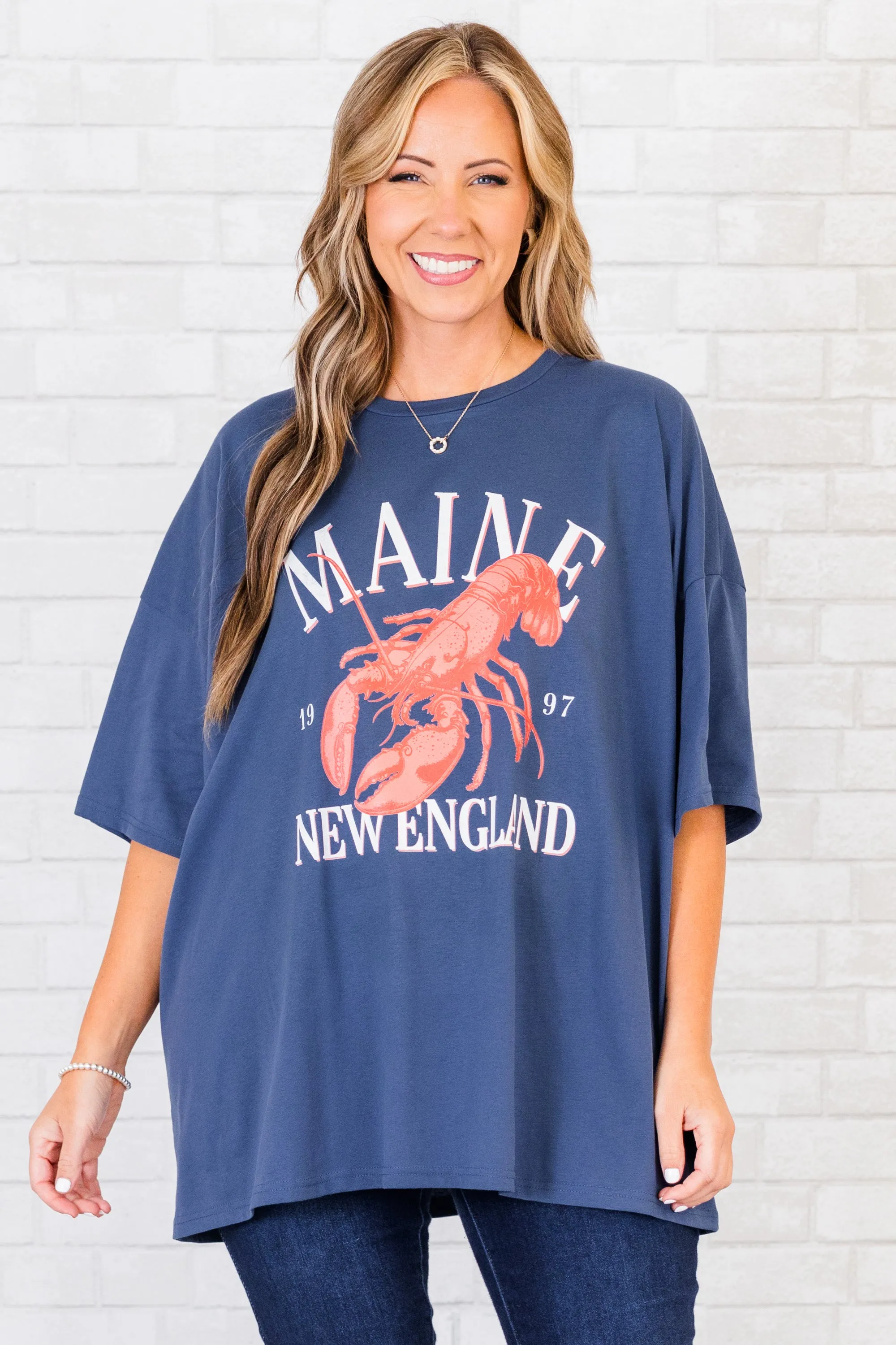 Coastal Summer Boyfriend Tee, Navy