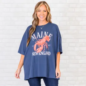 Coastal Summer Boyfriend Tee, Navy