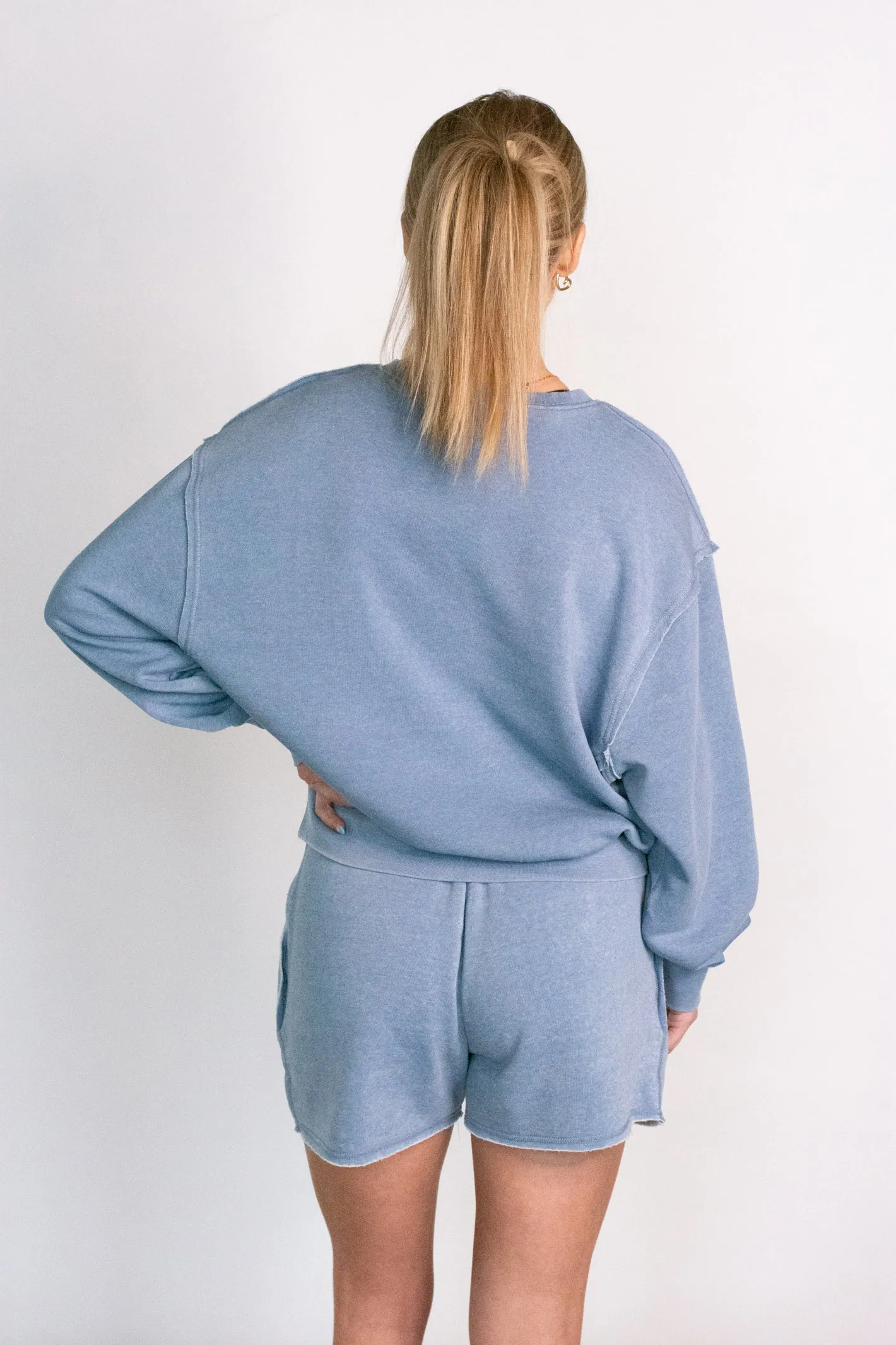 Comfy Perfection Gray Blue Sweatshirt Top