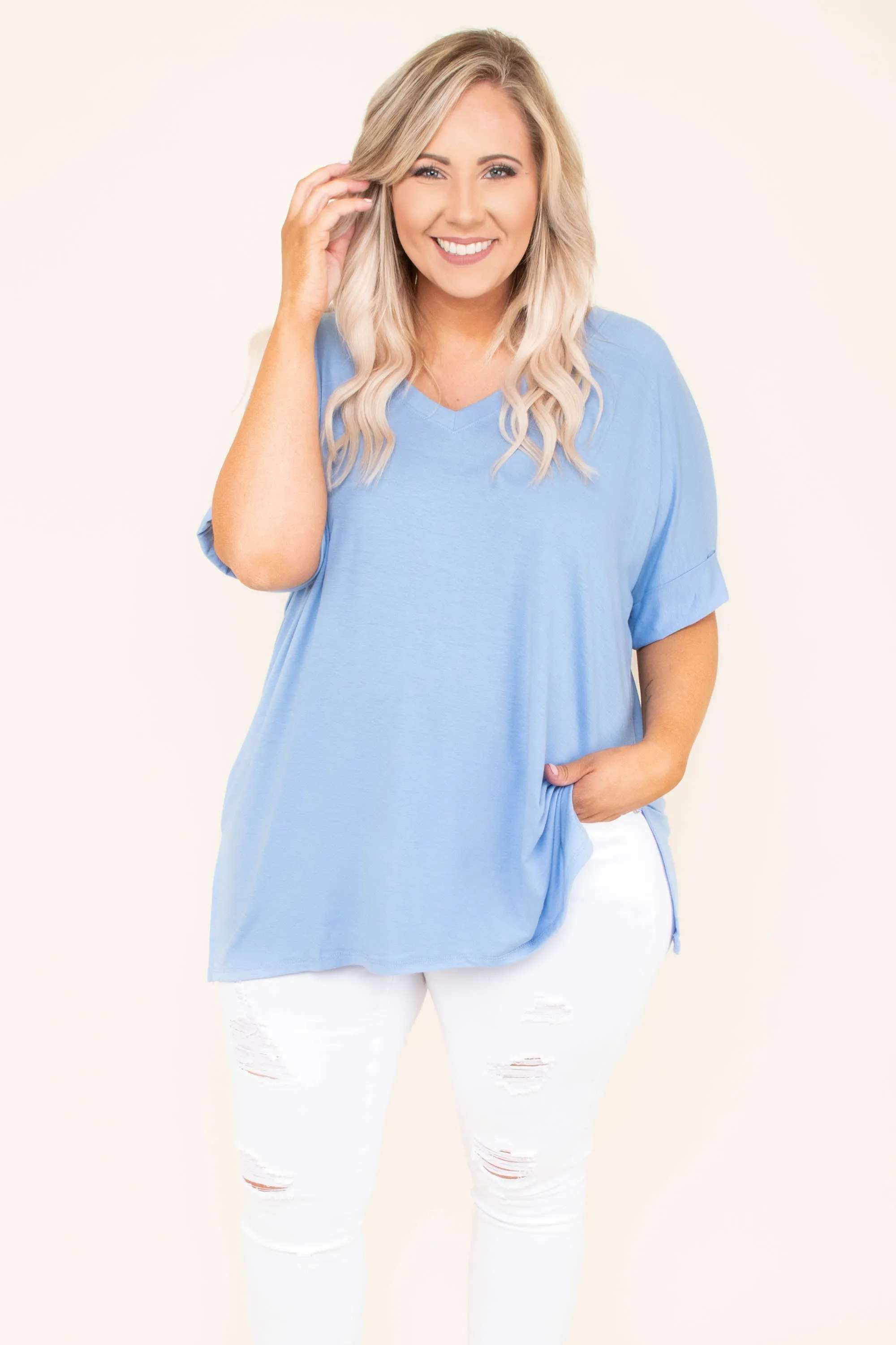 Comfy Travels Top, Spring Blue