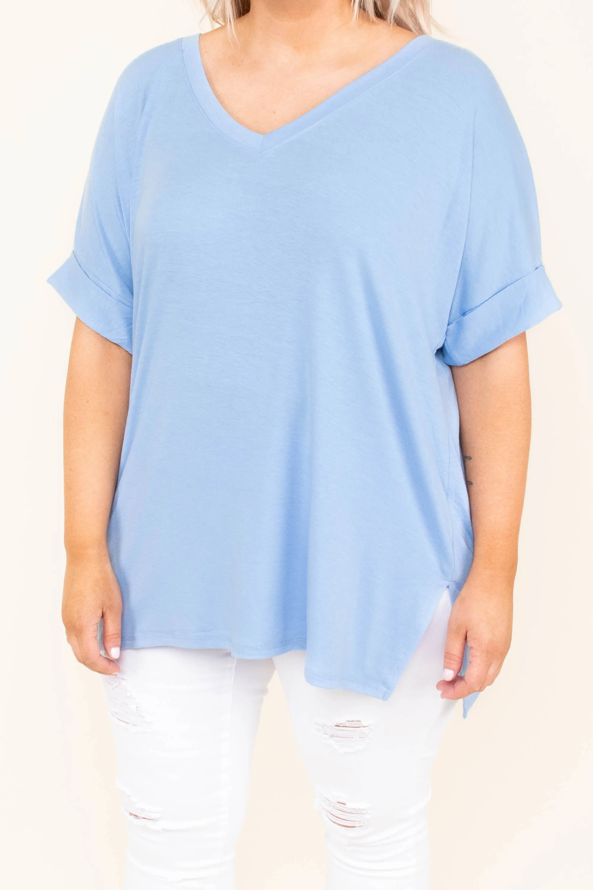 Comfy Travels Top, Spring Blue