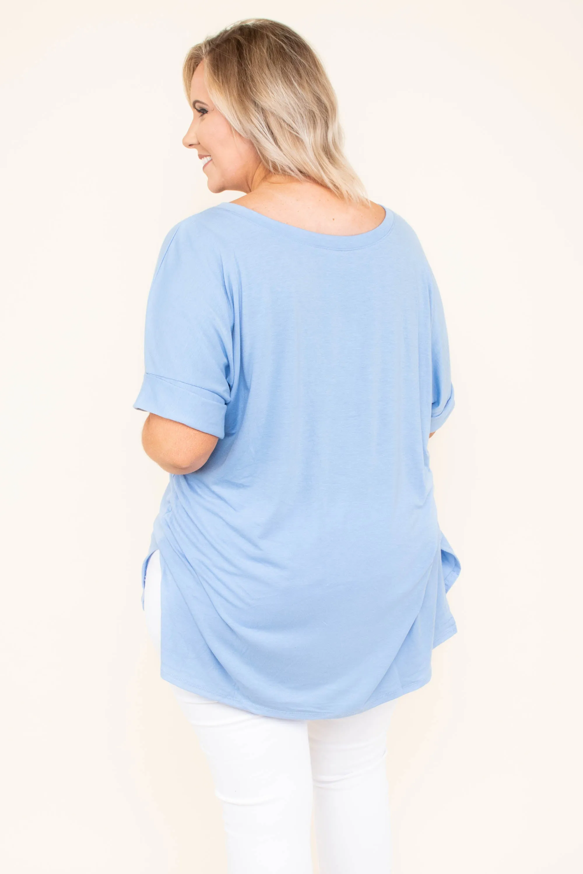 Comfy Travels Top, Spring Blue