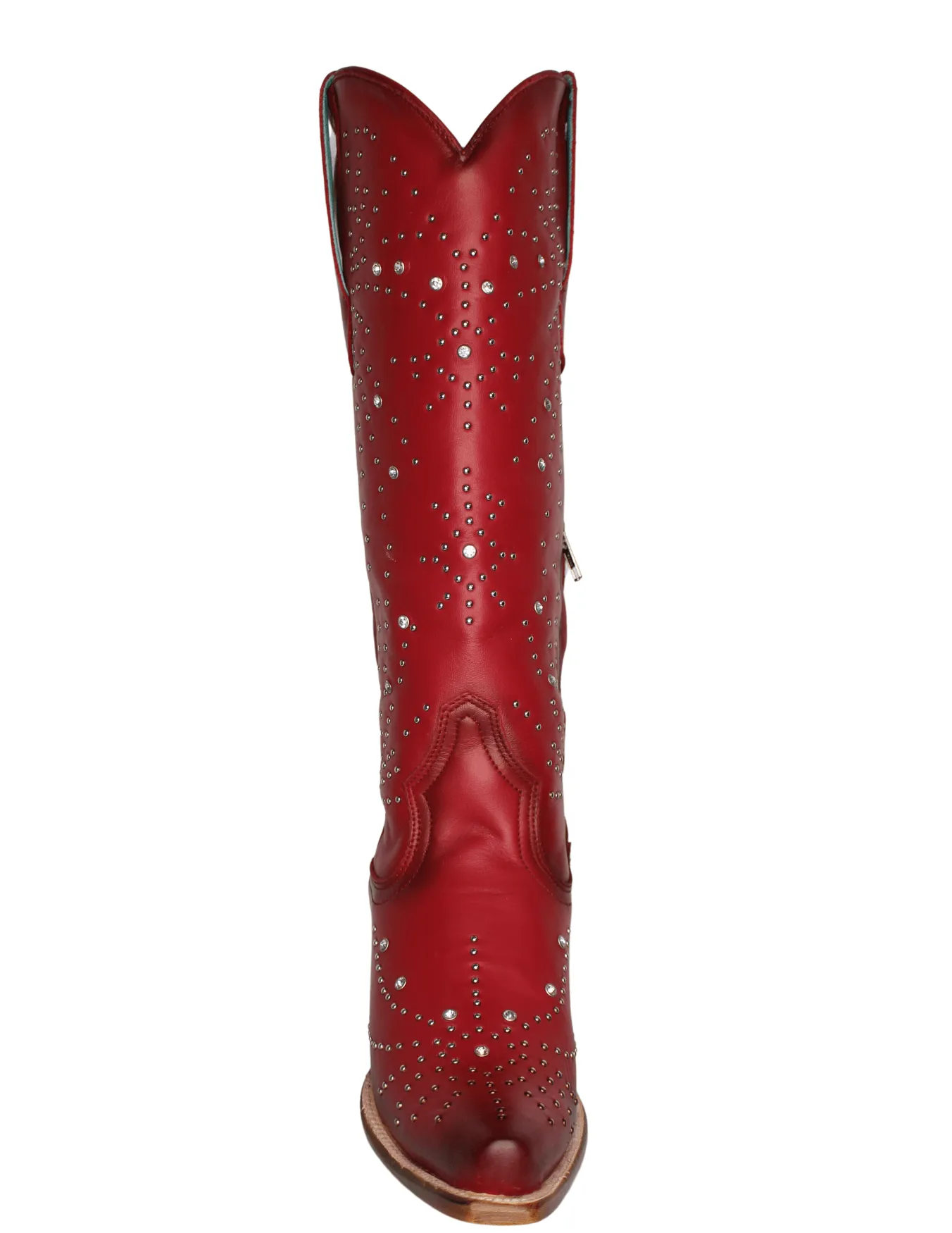 Corral Womens Red Crystal and Stud Sequence Tall Boots