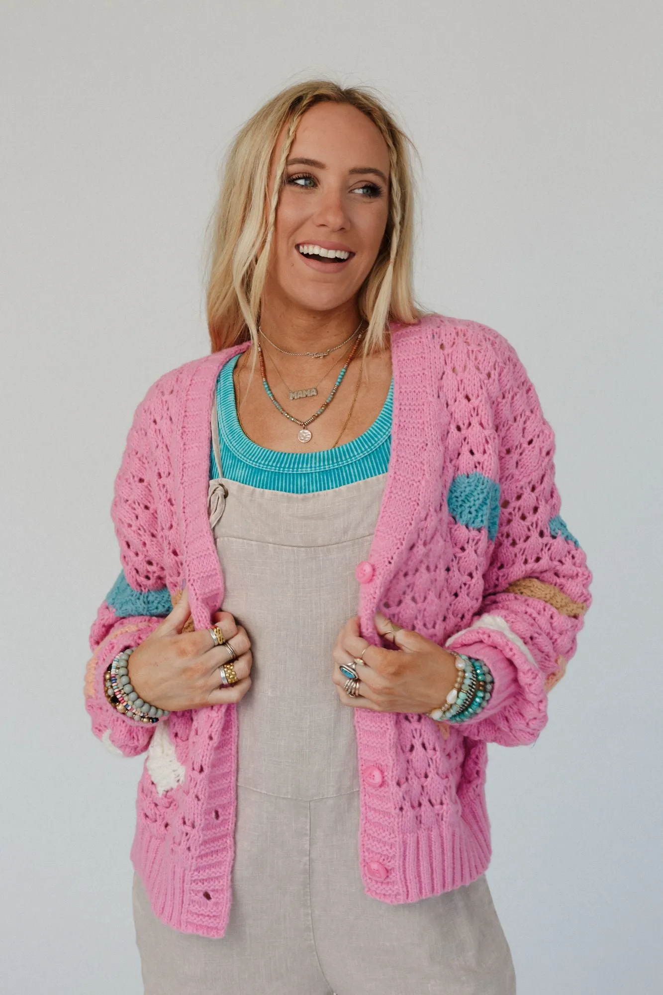 Cotton Candy Clouds Cardigan - Pink