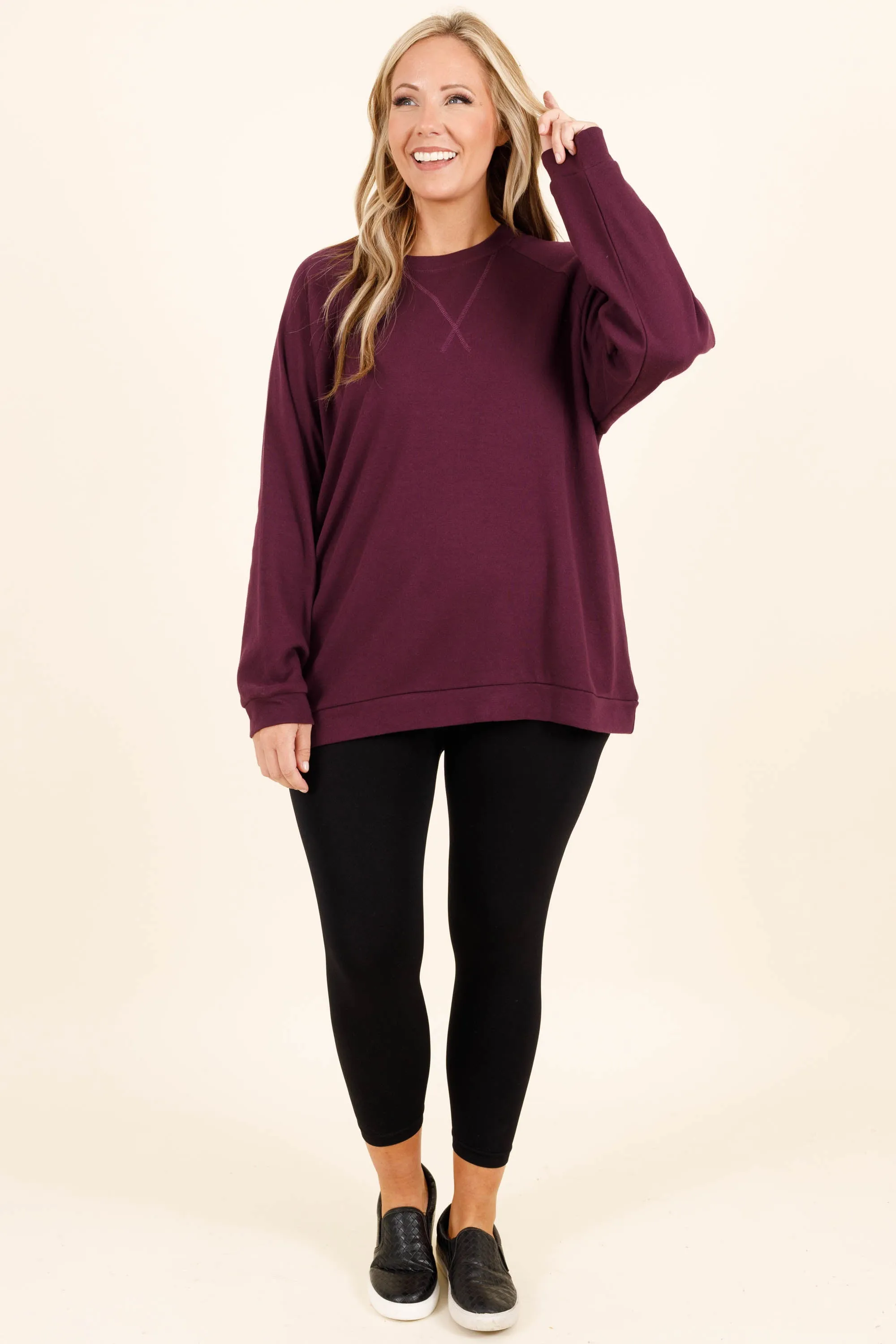 Covered In You Pullover, Dark Plum