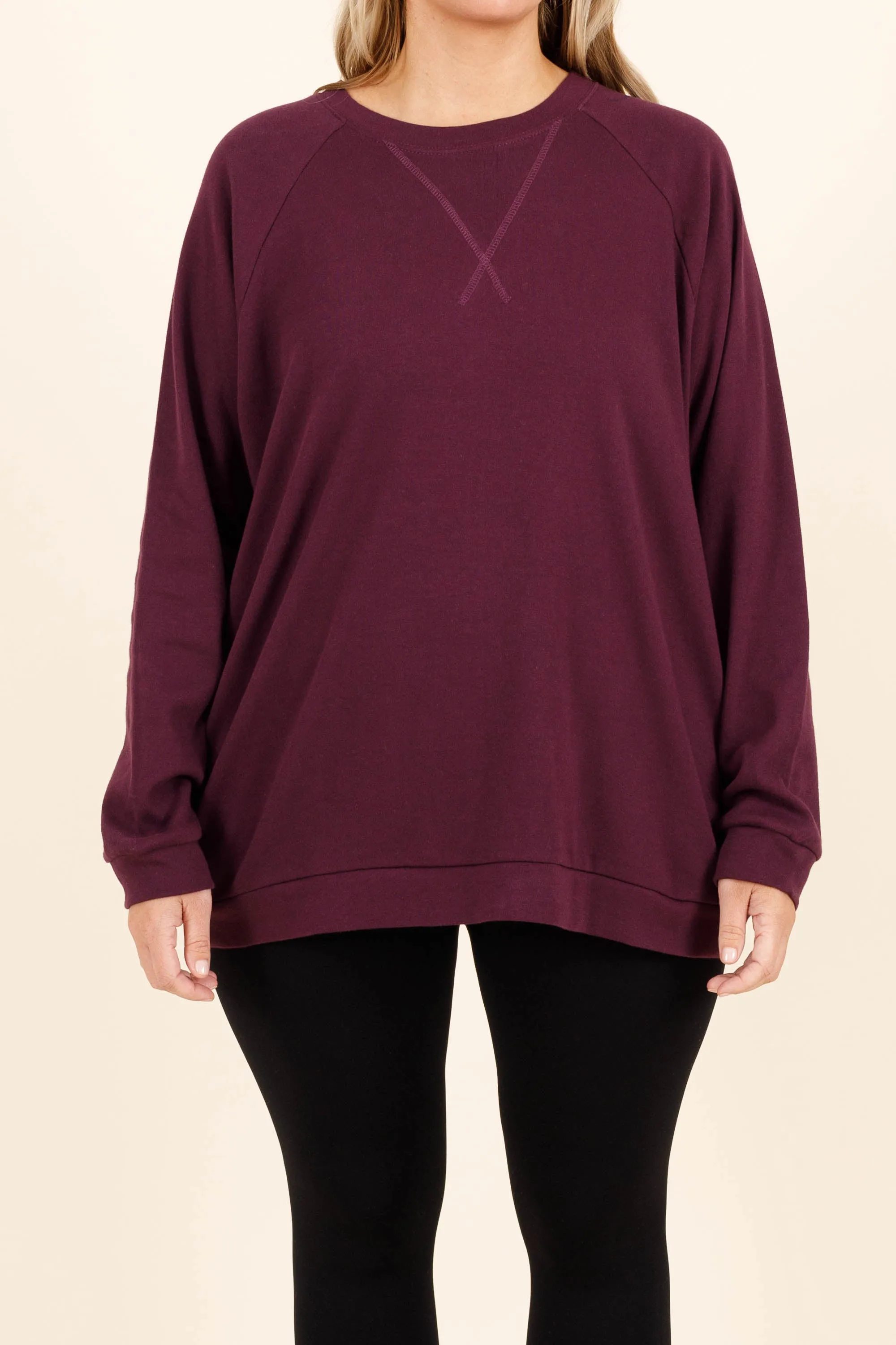 Covered In You Pullover, Dark Plum