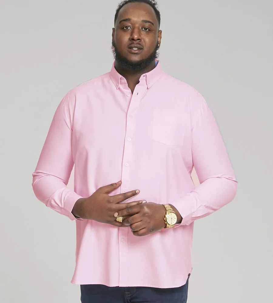 D555 Big Mens Pink Oxford Shirt With Long Sleeves (RICHARD PINK)