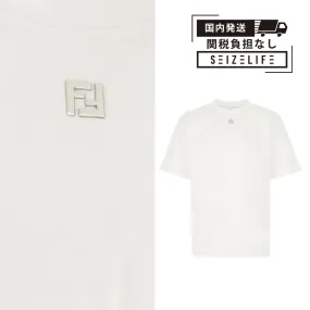 FENDI  |Crew Neck Pullovers Street Style Plain Cotton Short Sleeves