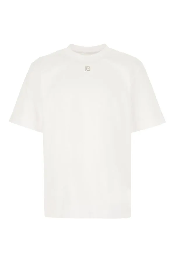 FENDI  |Crew Neck Pullovers Street Style Plain Cotton Short Sleeves