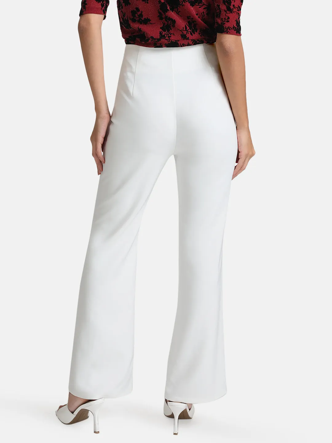 Flared Trousers With Metal Buckle