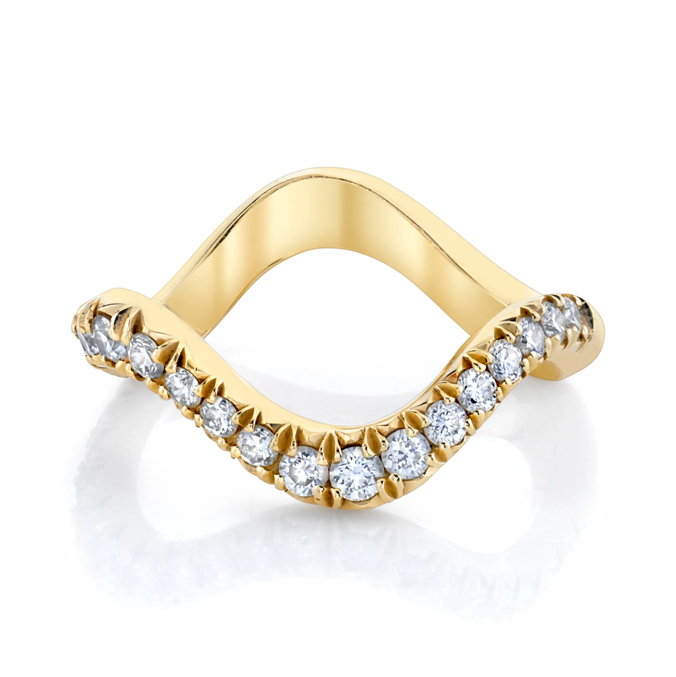 French Pave Graduated Diamond Wave Ring