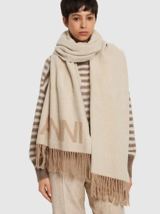 GANNI   Fringed wool scarf 