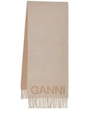 GANNI   Fringed wool scarf 