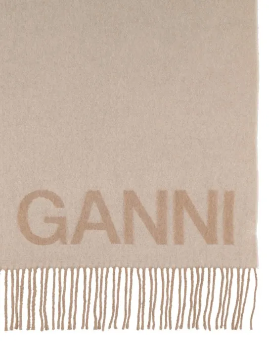 GANNI   Fringed wool scarf 