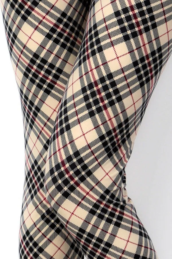 Haymarket Plaid Print Soft Leggings