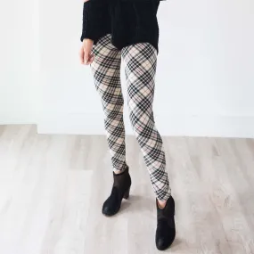 Haymarket Plaid Print Soft Leggings